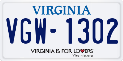 VA license plate VGW1302