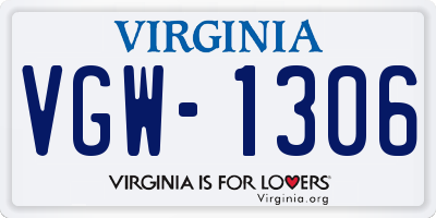 VA license plate VGW1306