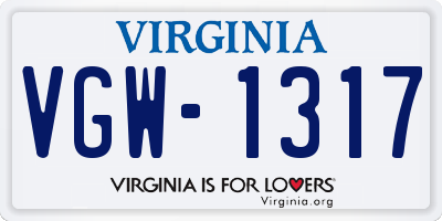 VA license plate VGW1317