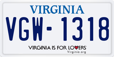 VA license plate VGW1318