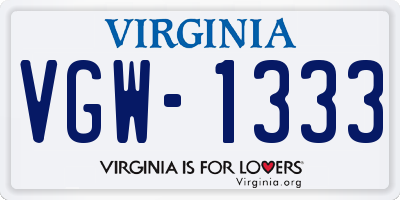 VA license plate VGW1333