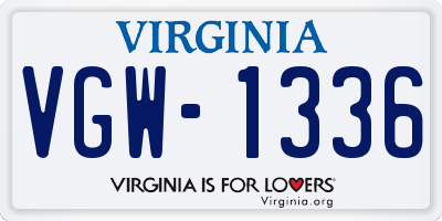 VA license plate VGW1336