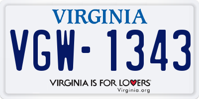 VA license plate VGW1343
