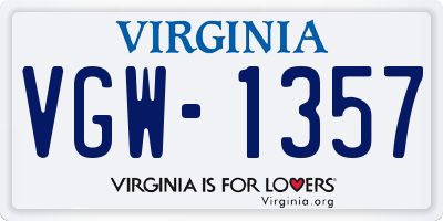 VA license plate VGW1357
