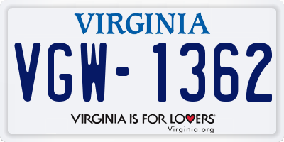 VA license plate VGW1362