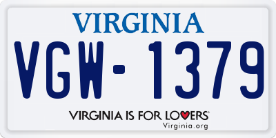 VA license plate VGW1379