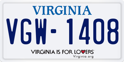 VA license plate VGW1408