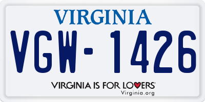 VA license plate VGW1426