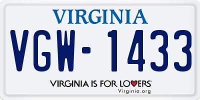 VA license plate VGW1433