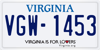 VA license plate VGW1453