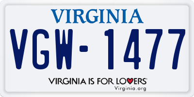 VA license plate VGW1477
