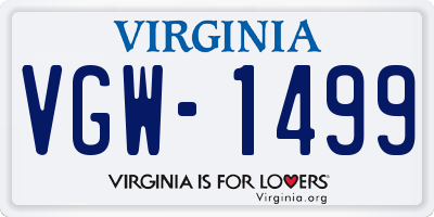 VA license plate VGW1499