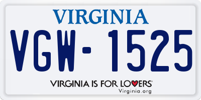 VA license plate VGW1525
