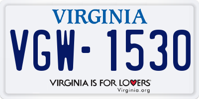 VA license plate VGW1530