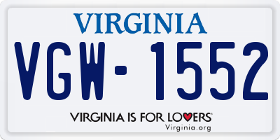 VA license plate VGW1552