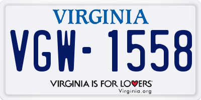 VA license plate VGW1558