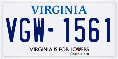 VA license plate VGW1561