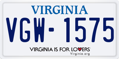 VA license plate VGW1575