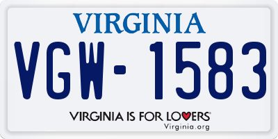 VA license plate VGW1583