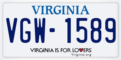 VA license plate VGW1589