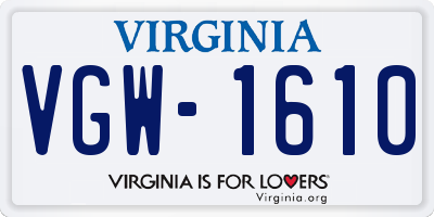 VA license plate VGW1610