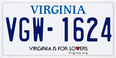 VA license plate VGW1624