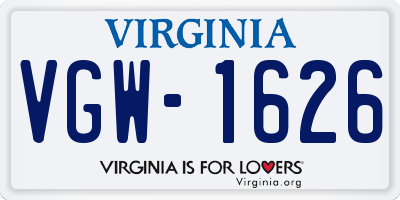 VA license plate VGW1626