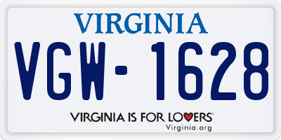 VA license plate VGW1628