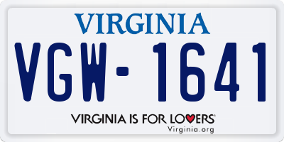 VA license plate VGW1641