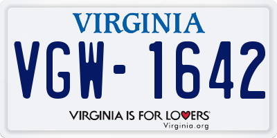 VA license plate VGW1642
