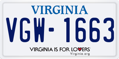 VA license plate VGW1663