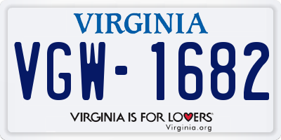 VA license plate VGW1682