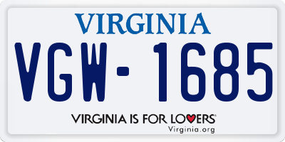 VA license plate VGW1685