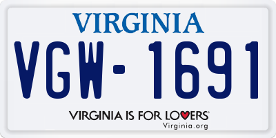VA license plate VGW1691