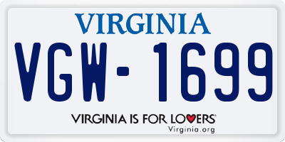 VA license plate VGW1699