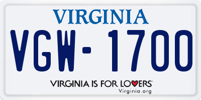 VA license plate VGW1700