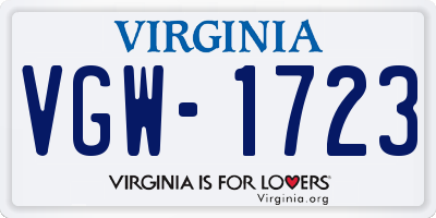 VA license plate VGW1723