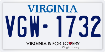VA license plate VGW1732