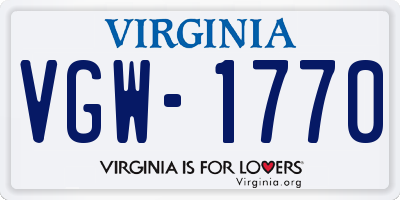 VA license plate VGW1770