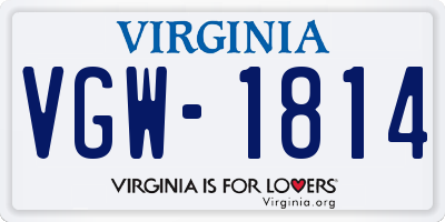 VA license plate VGW1814