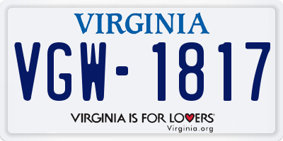 VA license plate VGW1817