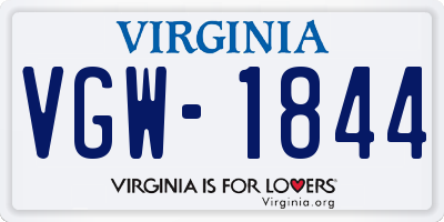 VA license plate VGW1844
