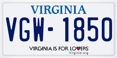 VA license plate VGW1850