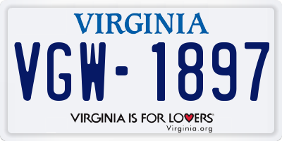 VA license plate VGW1897