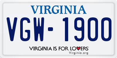 VA license plate VGW1900