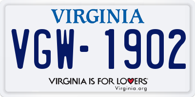 VA license plate VGW1902