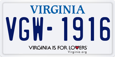 VA license plate VGW1916