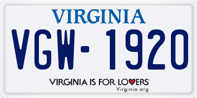 VA license plate VGW1920