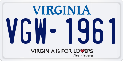 VA license plate VGW1961