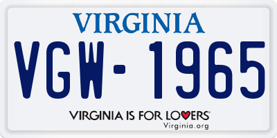 VA license plate VGW1965